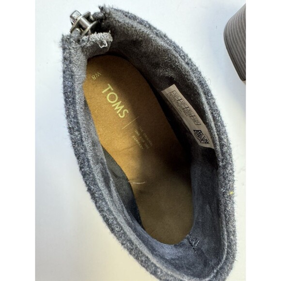 TOMS Women's Toms LACY Gray Suede Ankle Fashion Boots, Size 8,Zip Back - Picture 5 of 12